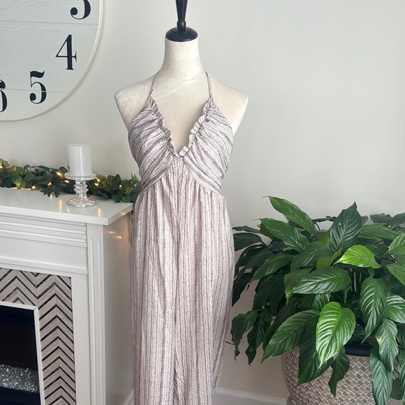 SHEIN Halter Jumpsuit in Cream and Brown NWOT - Picture 1 of 5